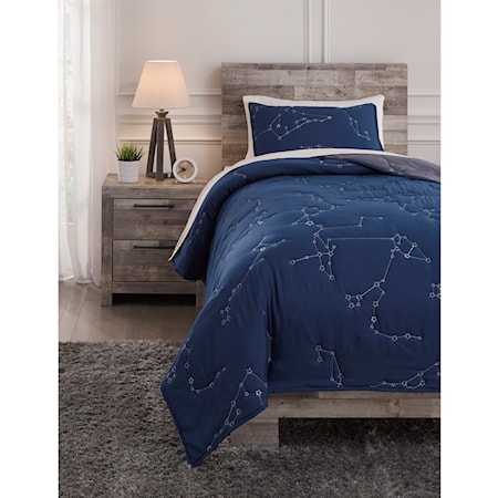 Ekin Twin Navy/Gray Quilt Set